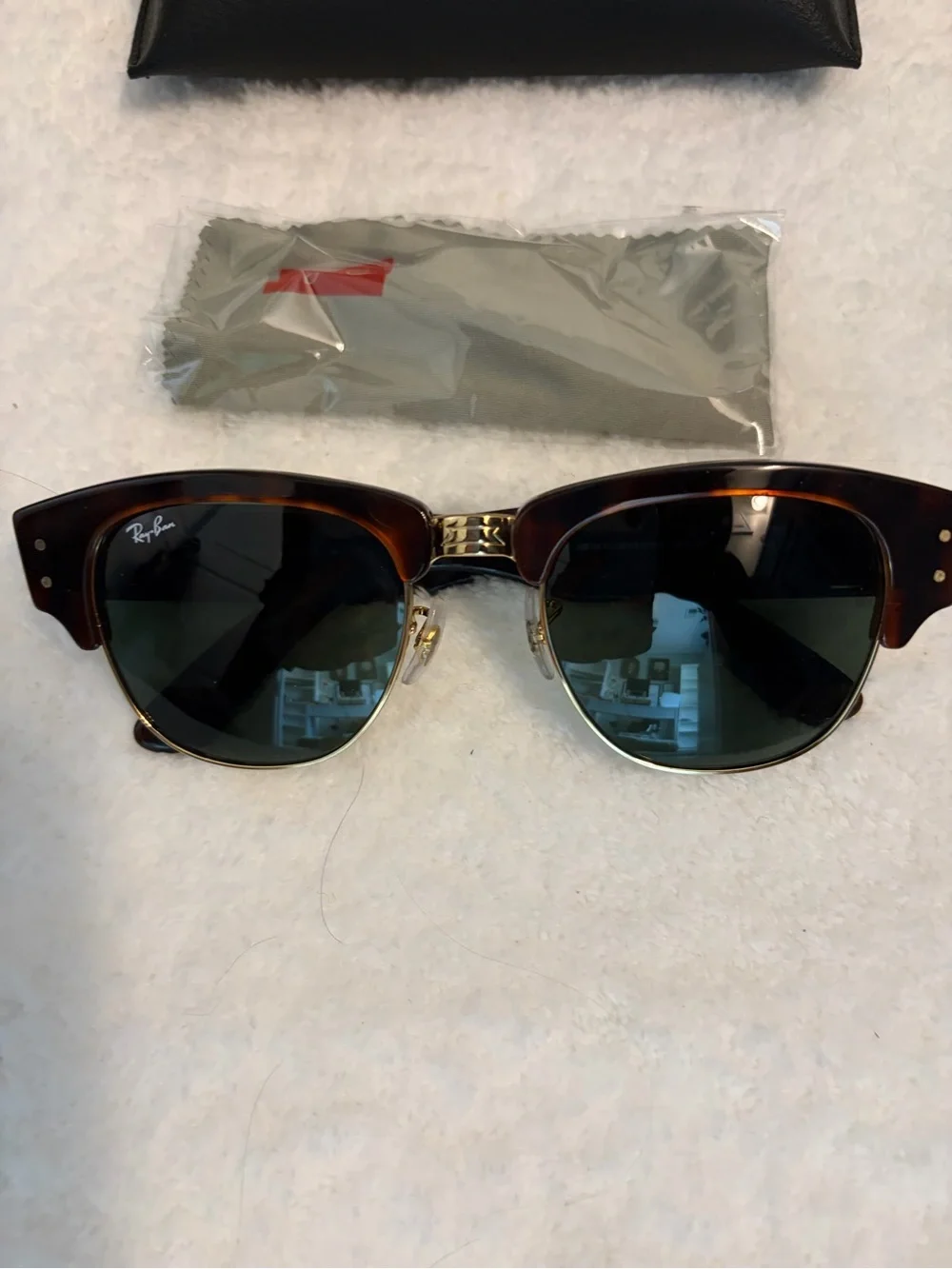 Ray-Ban Semi-Rim Clubmaster Sunglasses in Tortoise and Green